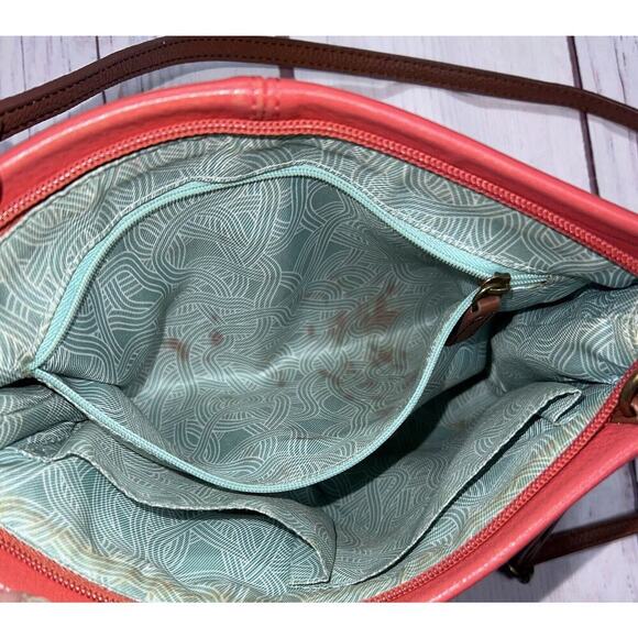 The Sak Iris Demi Orange Brown Pebble Leather Crossbody Shoulder Purse Bag - Picture 12 of 15